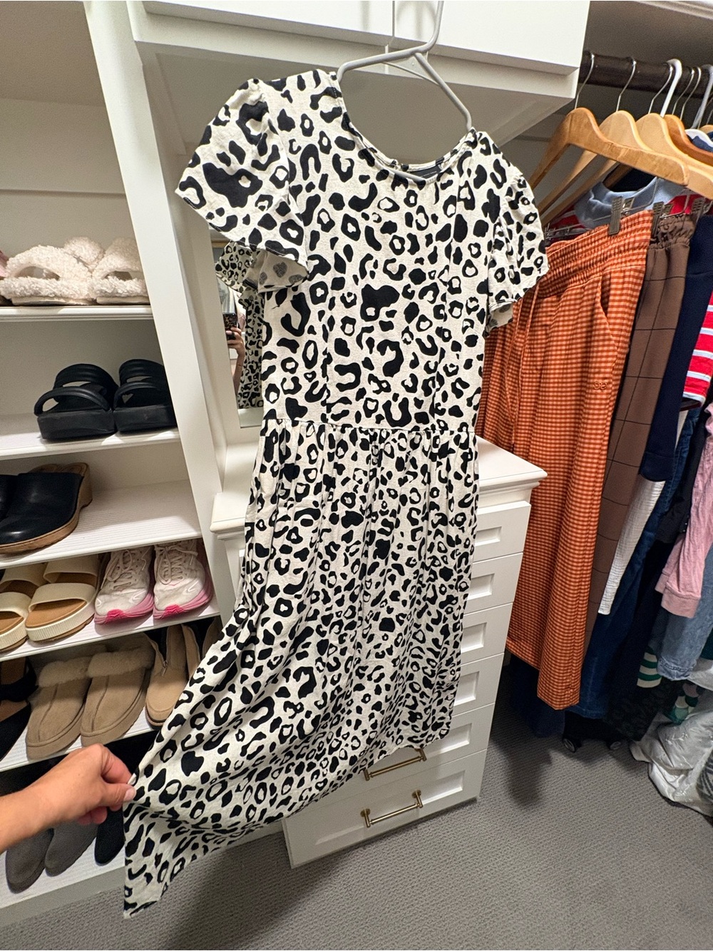 Who What Wear Black and White Leopard-Print Fit-and-Flare Dress